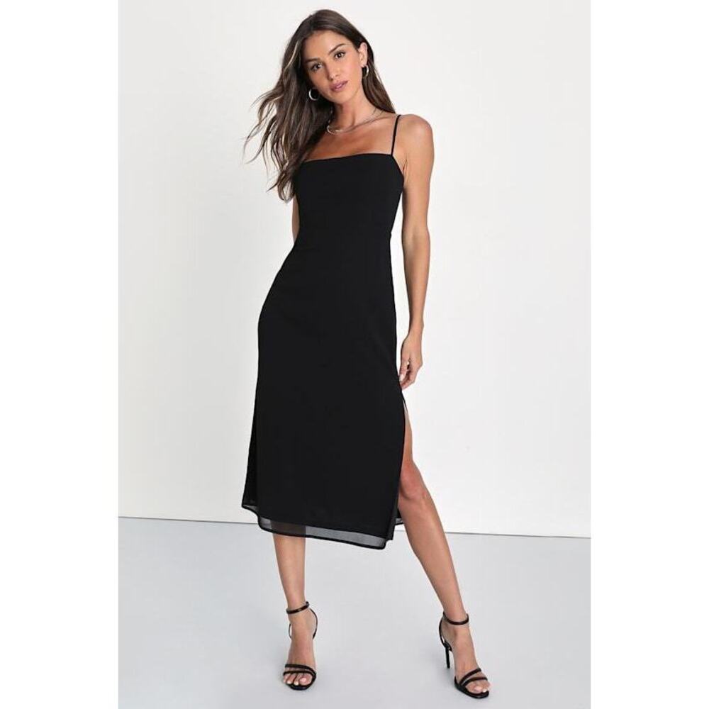 Lulus Sweetest Invite Black Sleeveless Midi Dress - Size L